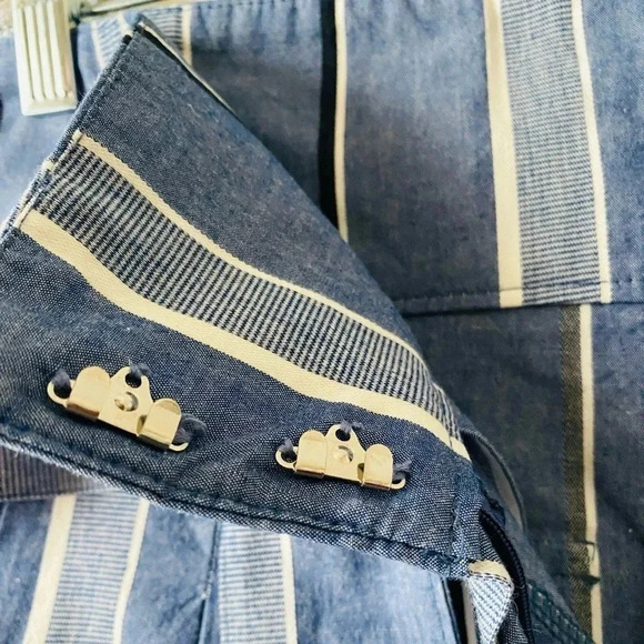 PINKYOTTO | High-Waisted Striped Paperbag 100% Cotton Pants Self Tie Belt Size S - Picture 6 of 12